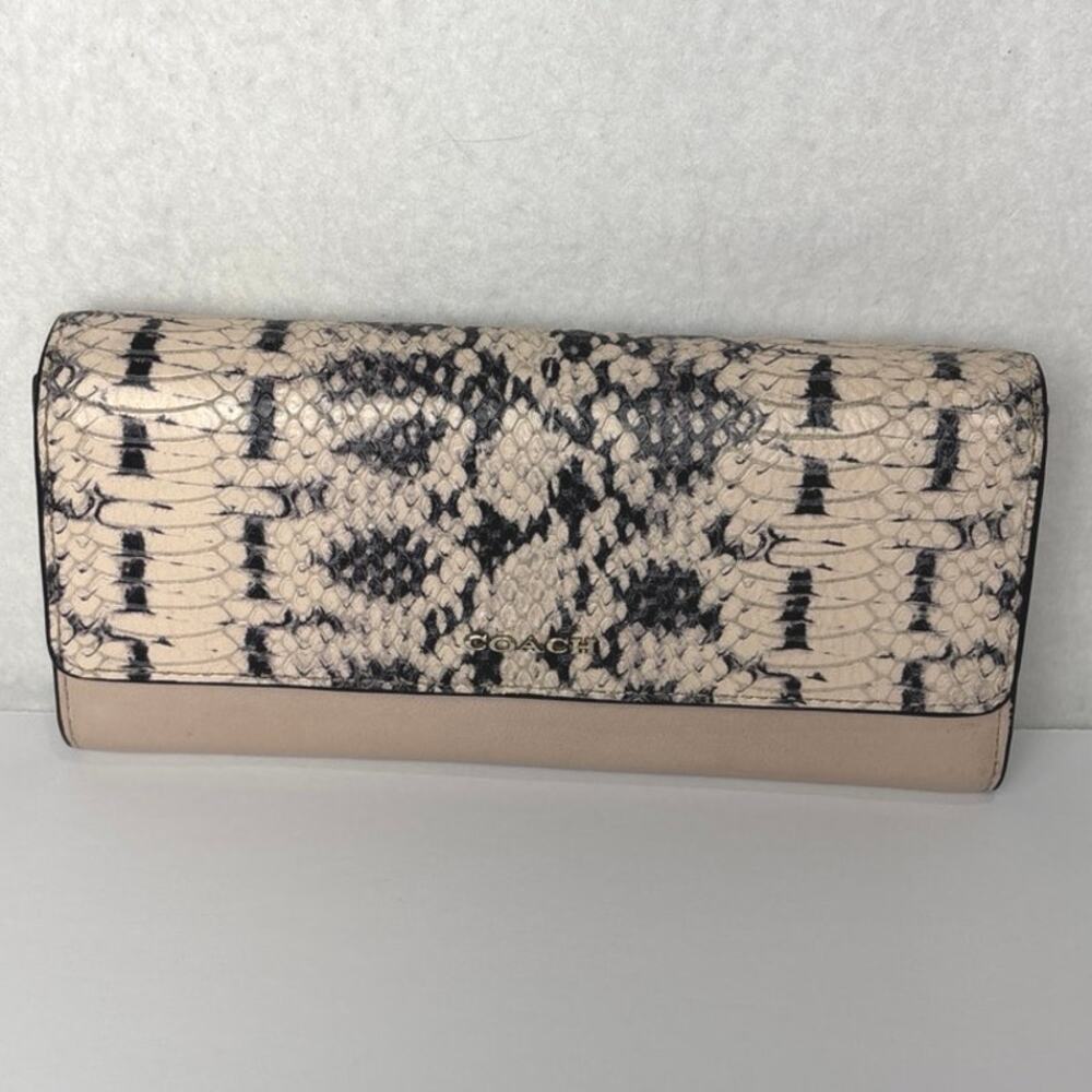 Coach Madison Python Two Tone Embossed Soft Wallet 50846 Nude
